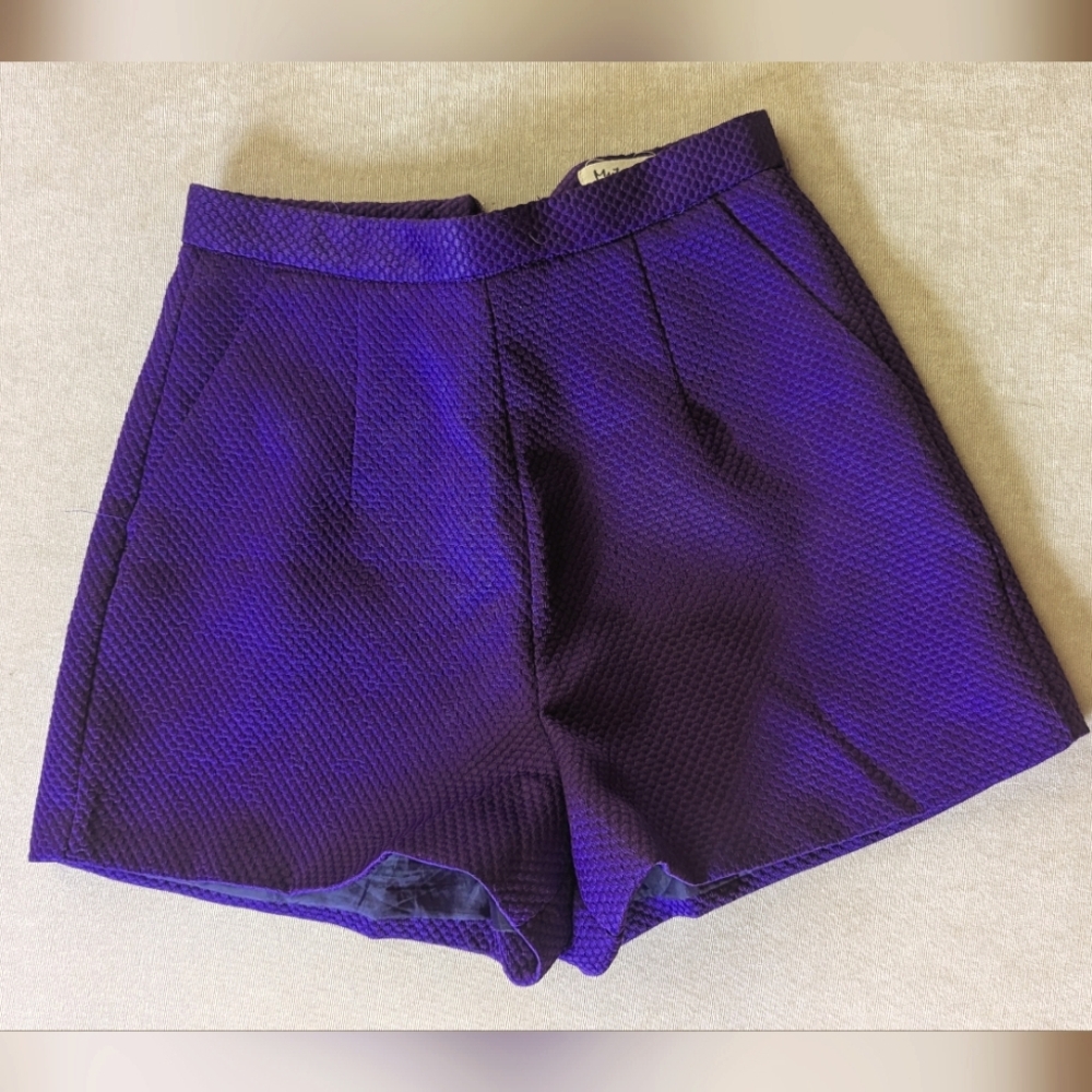 Wide Leg High Waisted Pleated shorts - royal purple